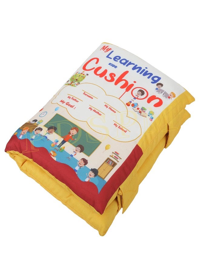 PDSPM Learning Cushion Pillow Book For Kids With 2 Languages Learn - English And Hindi, Activity Play, Soft Cloth Book Baby Pillow Toys,(Cushion Gold),1 Count - Image 2